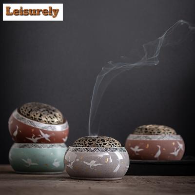 Bruciatore di incenso a forma di gru Piccolo incenso Casa Interno Bruciatore per aromaterapia Cerimonia del tè per Buddha Zen Decorazione base in ceramica per incenso
