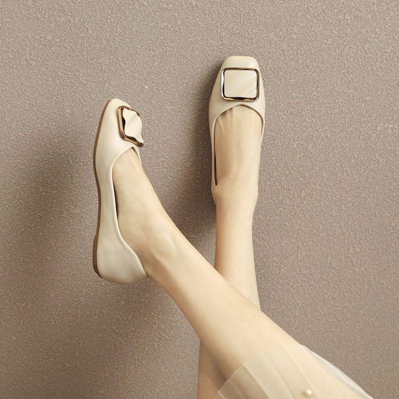 2025 New One-pedal Flat-bottomed Shallow-mouth Single Shoes Women's Spring and Autumn Gentle Evening Comfortable Soft-soled Versatile Doudou Shoes