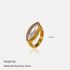 European and American light luxury retro ring tide inlaid large pearl wide-sided geometric simple personalized glossy ring spot