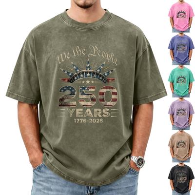 Camiseta informal y holgada para hombre con estampado de bandera, Camisa de manga corta