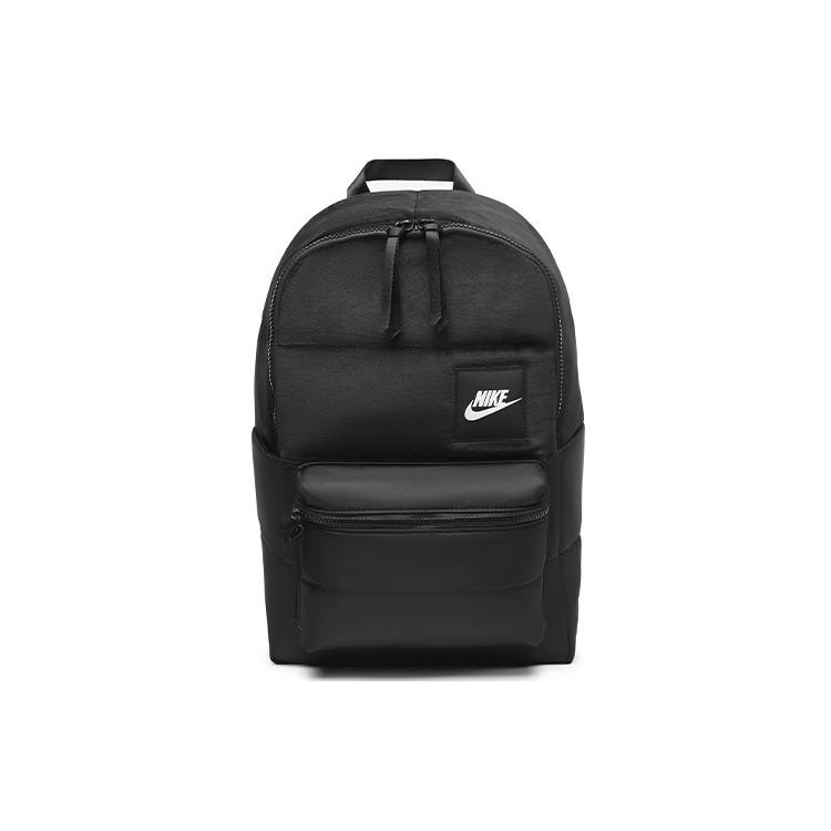 Nike Heritage Solid Color Brand Logo Zipper Backpack Unisex Backpack Black CQ0263-010 Black
