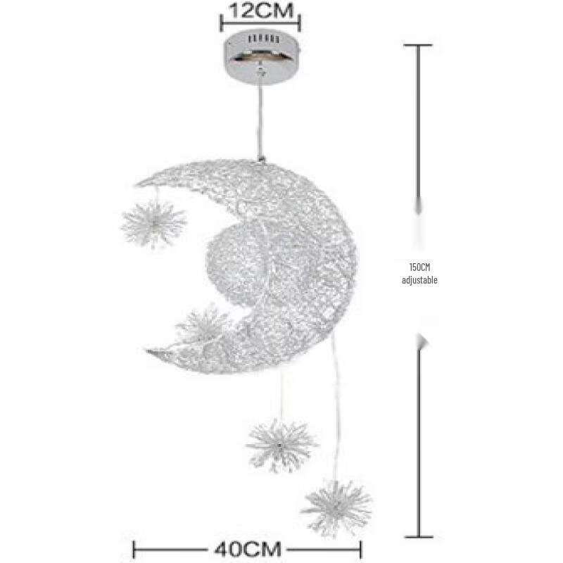 Stars and Moon Aluminum Wire Pendant Light
