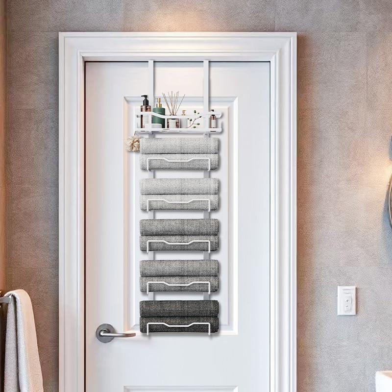 Multi-layer storage rack behind the bathroom door,wall-mounted, no drilling required