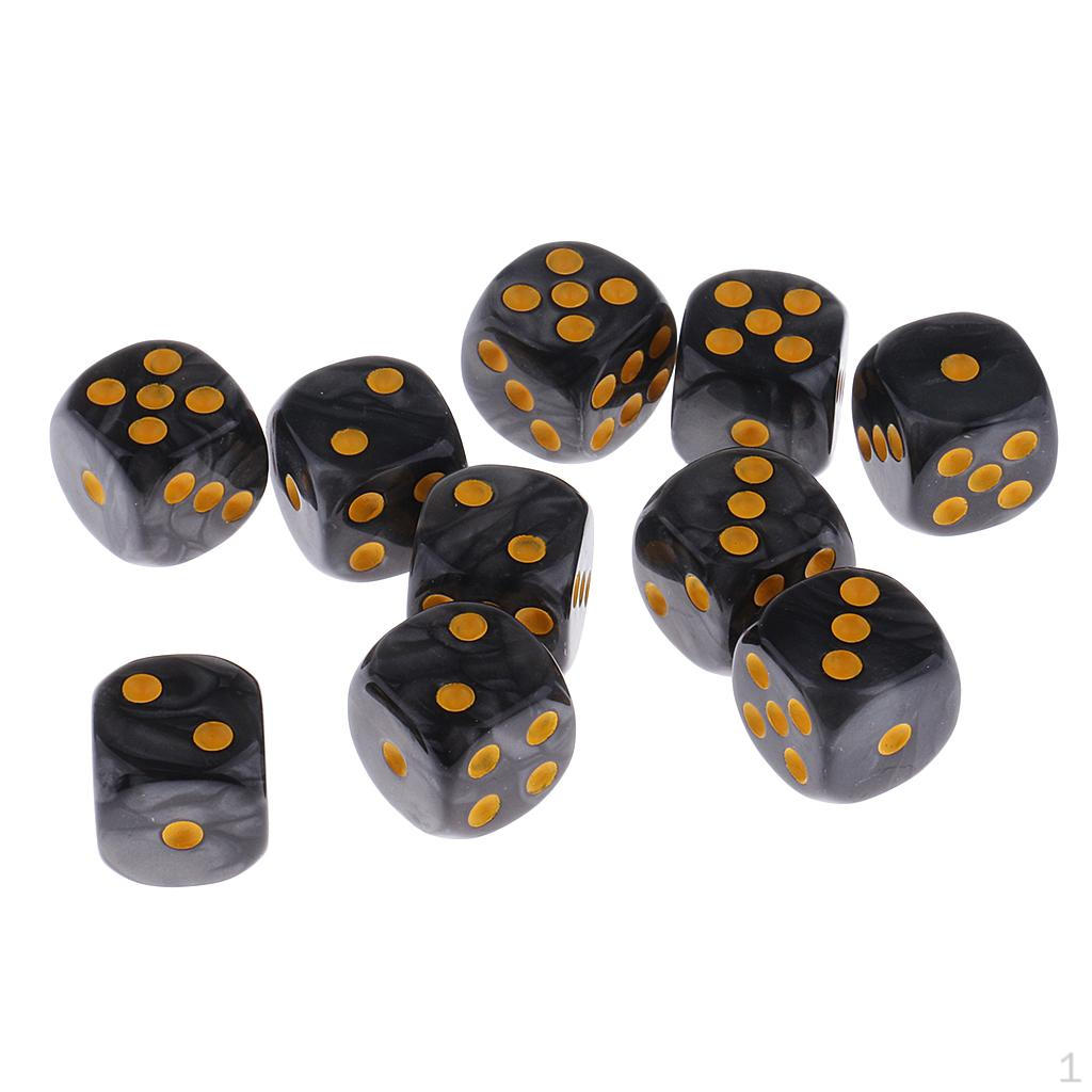 10x 6 Sided Plastic D6 for Role Play Accessories Gift