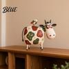Resin Animal Figurines for Living Room Creative Cow Sculpture with Bird Figurine Pastoral Statue Rustic Modern Farmhouse Interior Decor Artistic