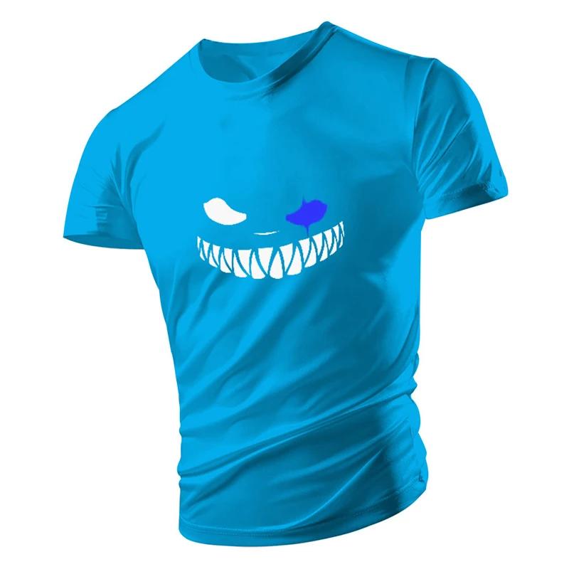 Summer Fashion Men's T-Shirts Quick-Drying Tees Shirt Smiling Face Printed Clothing For Men Boy Breathable Comfort Sport Running