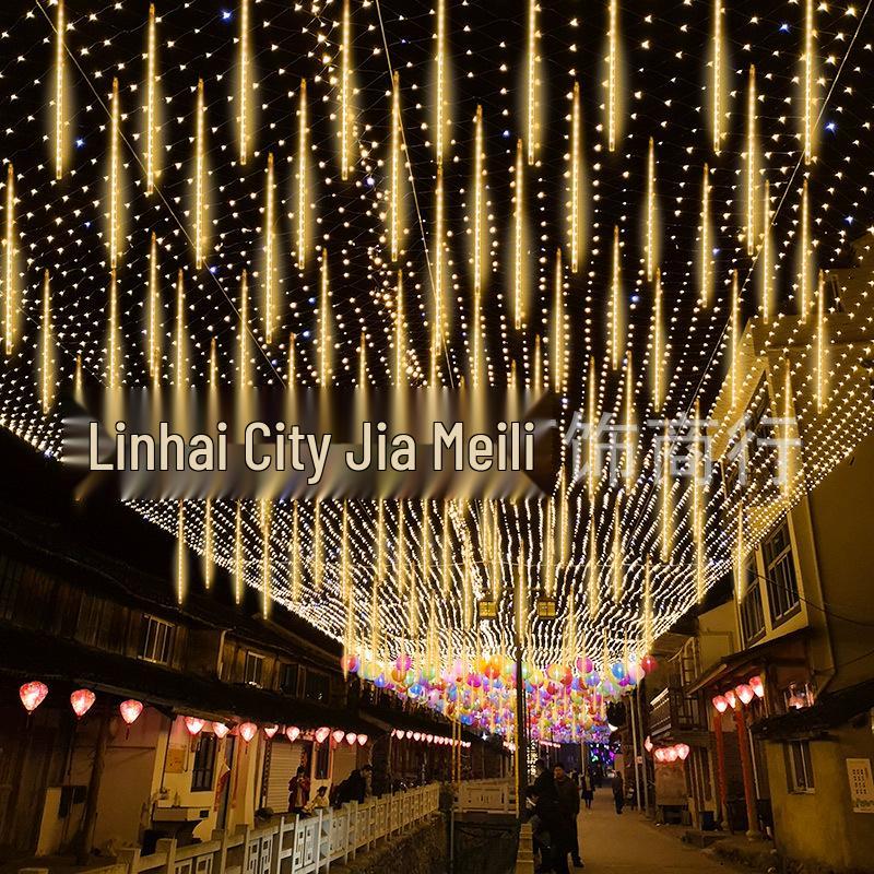 Solar LED Meteor Shower Lights for Outdoor Christmas and Festival Decorations, Hanging Tree String Lights