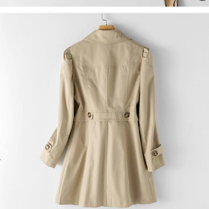 Trench Women Mid Length Coats Turn Down Collar Full Sleeve Coat Slim Fit Single Breasted Elegant   Jackets  Autumn