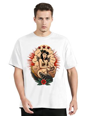 Sommer T-Shirt Pin Up Girl Hot Rod Tattoo T-Shirt Musik Garage Oldschool V8 USA V6 T-Shirt Mode O-Ausschnitt Unisex Oberteile Tees