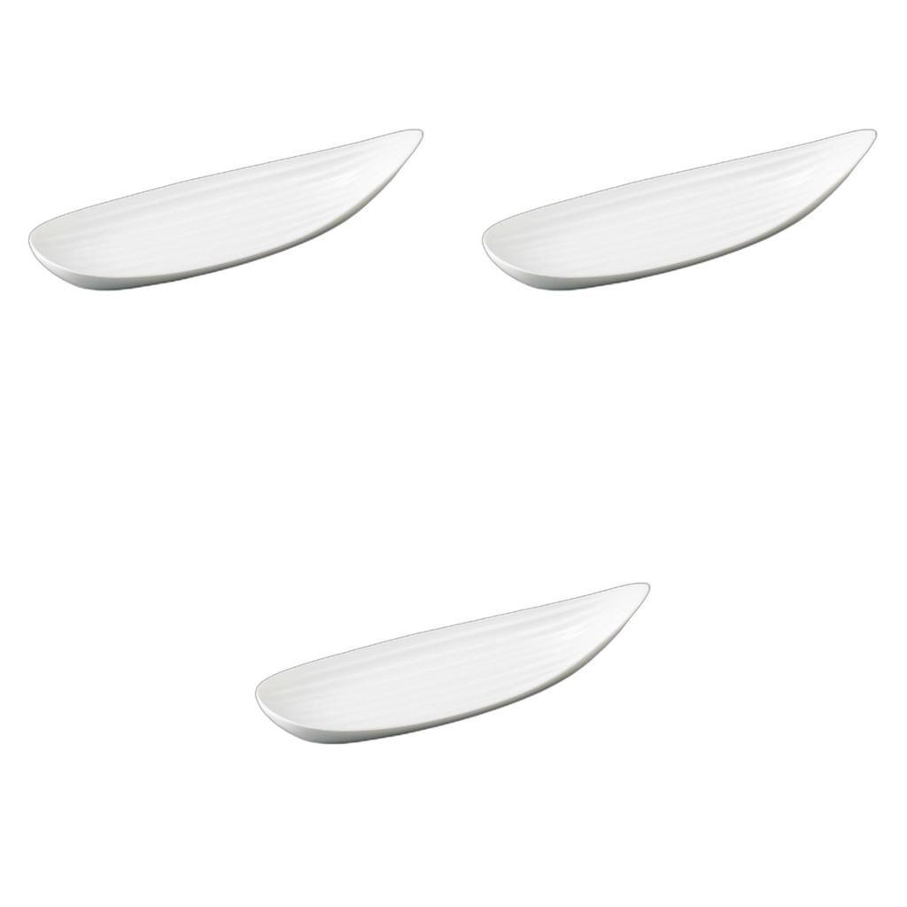 Setomonohonpo (Setomonohonpo) Set of 3 White Porcelain Bamboo-Shaped Long Plates [27 X 9.5 X 4.2 Cm] | Ceramic Long Plates