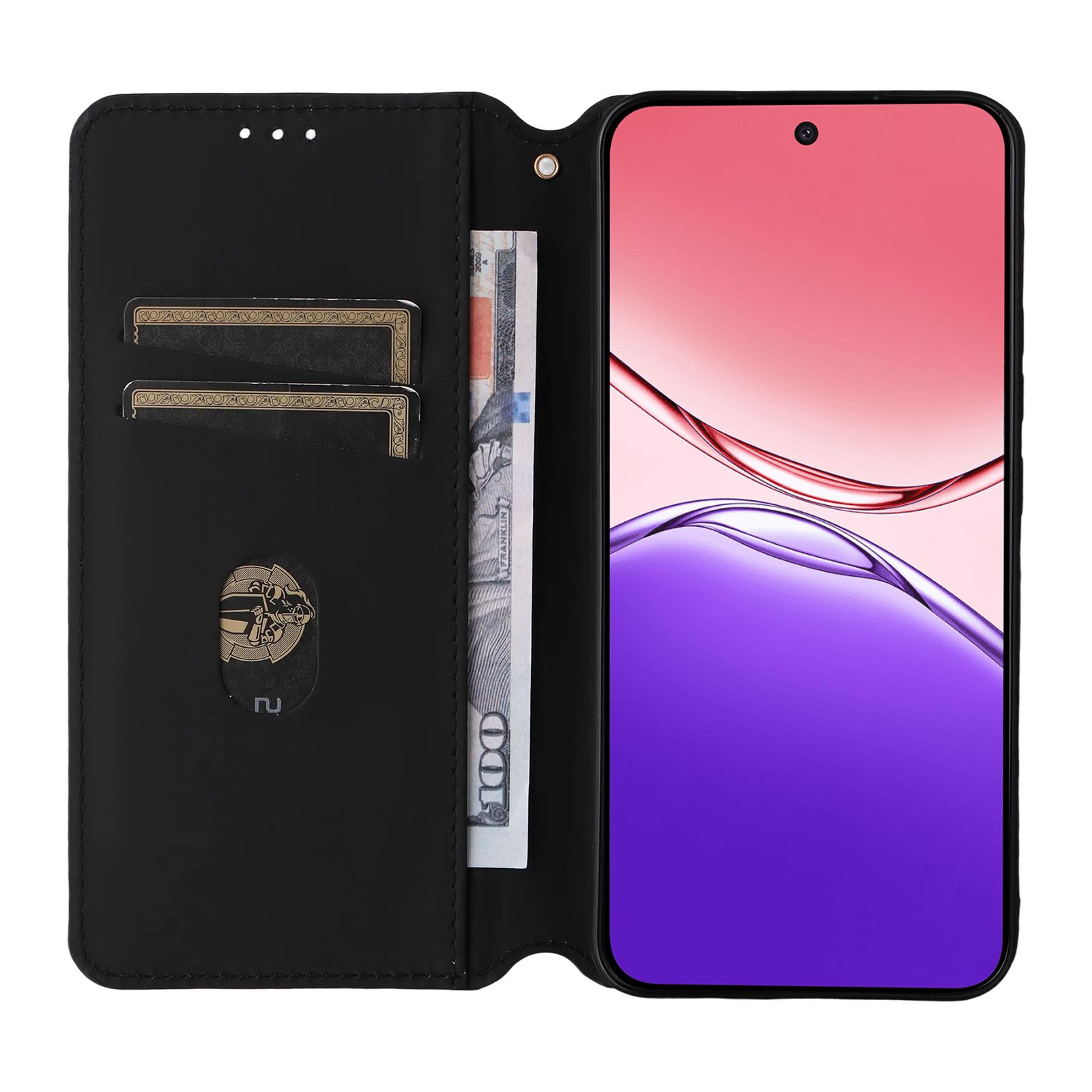 

For Oppo F29 5G/A5 5G Case Wallet Rhombus Imprinted Leather Phone Cover Red