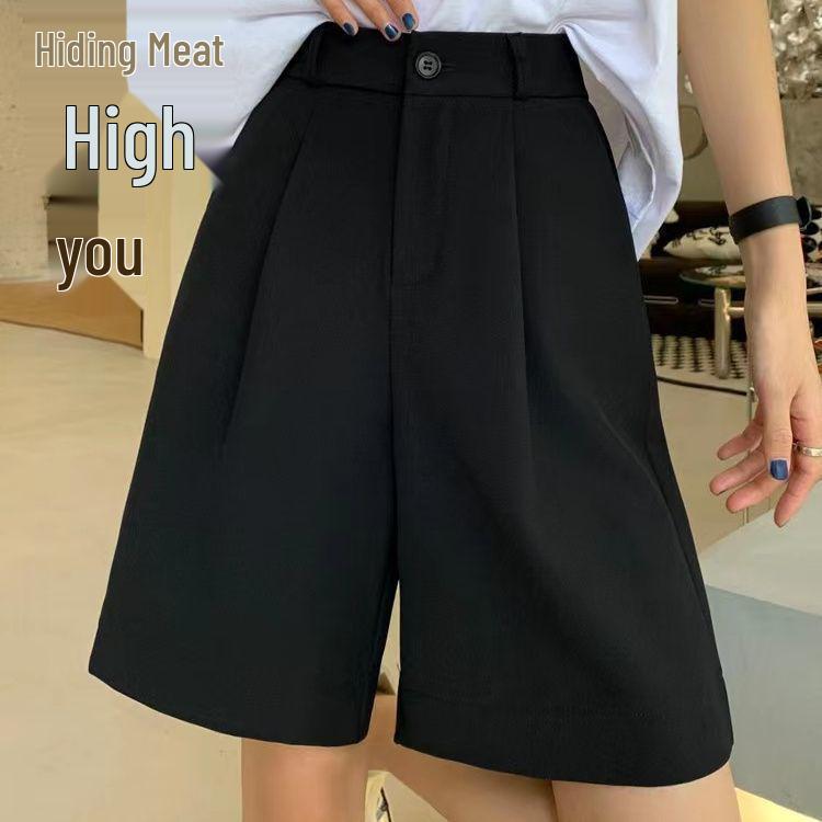 

Women s High-End Black Wide-Leg Suit Pants – Petite, Fleece-Lined, Autumn/Winter, Straight-Leg, Loose, Good Drape, Floor-Length. S (Recommended 80-95 jin)