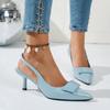 Damen Sommer Mode Sandalen mit spitzer Zehenpartie, Stiletto-High-Heel, Slingback, Geschlossene Zehenpartie, Auch in großen Größen erhältlich.