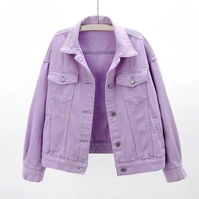 Veste en jean de couleur printanière pour femme, veste courte en jean pour femme, manteau streetwear d'automne, veste à manches longues pour étudiantes