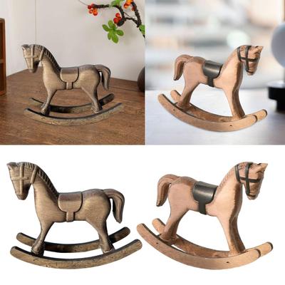 Vintage Wooden Rocking Horse Decor Collectible Retro Decoration Rocking Horse Figurine Wooden Horse Statue for Shelf Bedroom