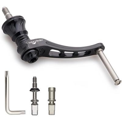 HEIGHTEN Adjustable Reel Handle Compatible with Shimano and Daiwa Spinning Reels Arch Series 45-50mm (Knobless) - - (Black, 45-50mm Adjustable)