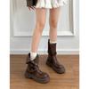 Martin boots women's new spring and autumn single boots retro women's shoes medium boots thick-soled black short boots