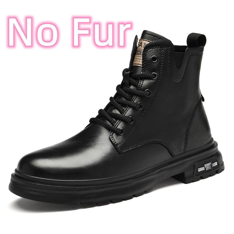 Herbst Winter Neue Lederstiefel für Herren Schwarze Stiefel Plateau-Stiefel Allround Herrenstiefel High Top Herren-Sneakers