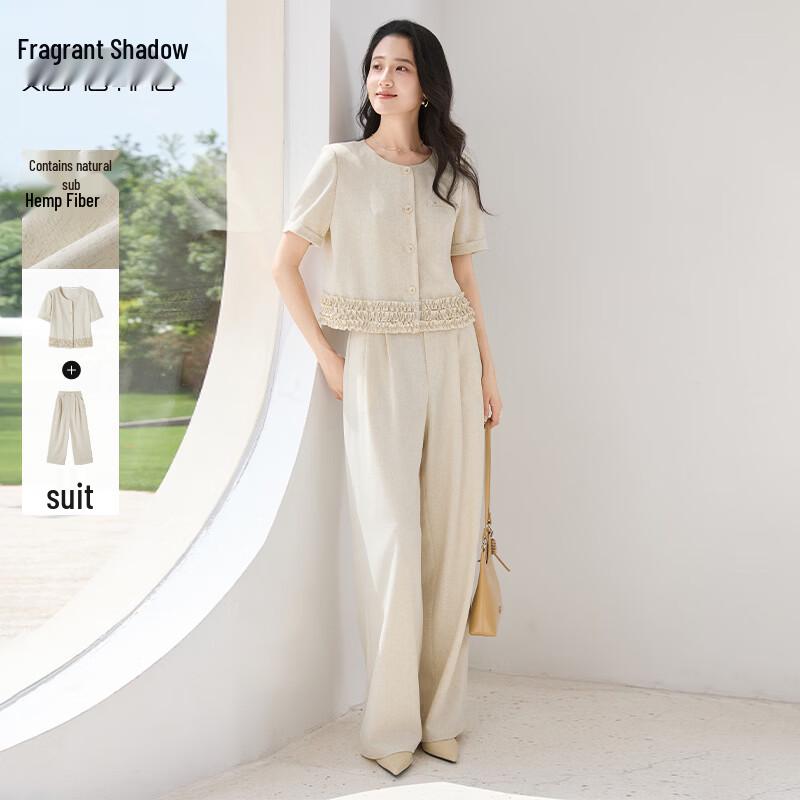 Xiangying Women s Linen Blend Old Money Style Two-Piece Set L