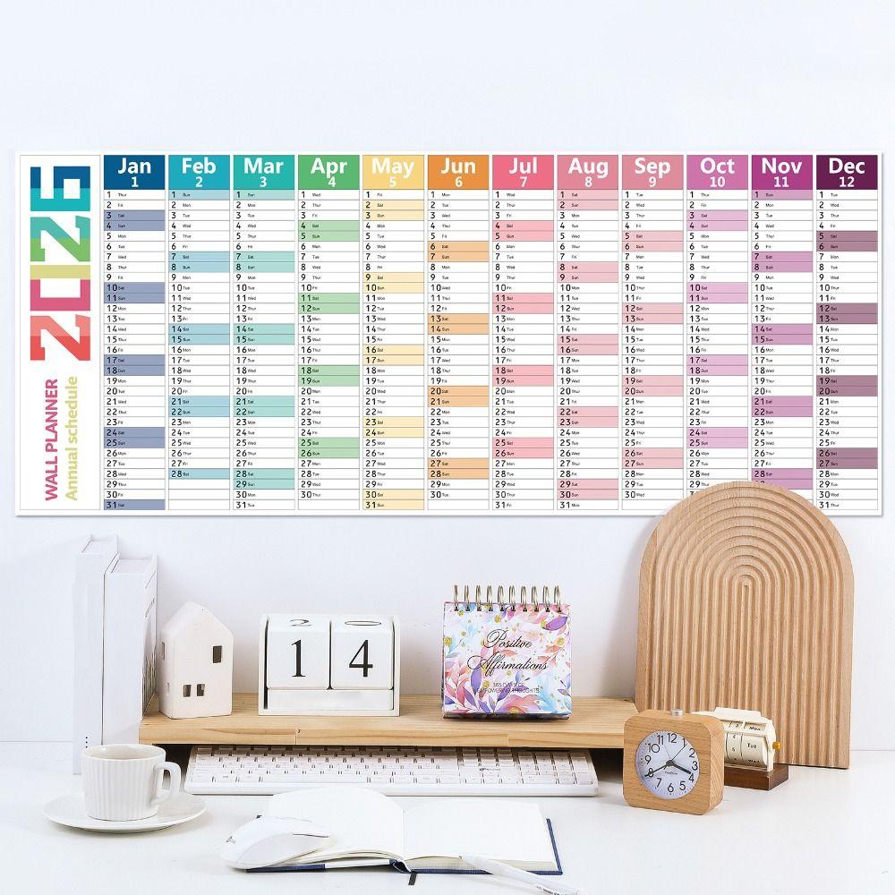 Colorful Large Size Calendar 42x100cm 12 Month Calendar Durable Monthly Planner Calendar  Home Use