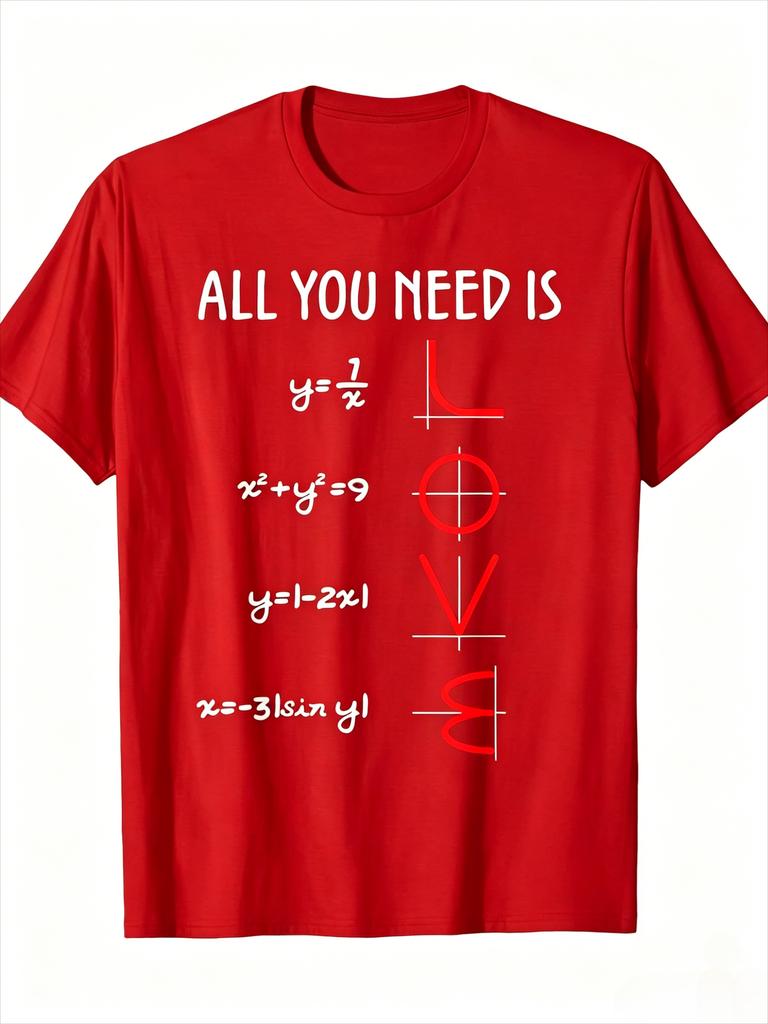 Funny Math Equation Graph Spell Love Print TShirt Unisex Unisex Black Cotton Nerd Science Teacher Student Graphic Short Sleeve Tees