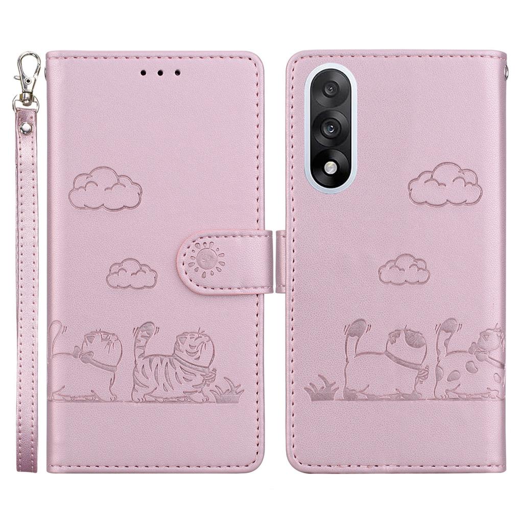 For OnePlus Nord 5 5G/Ace 5 Ultra 5G Case RFID Blocking Kitten Pattern TPU + PU Leather Phone Cover with Wrist Strap
