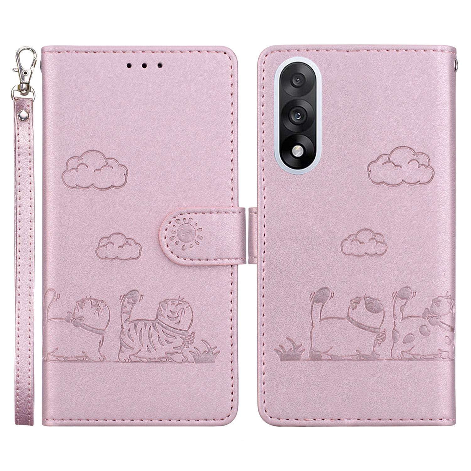For OnePlus Nord 5 5G/Ace 5 Ultra 5G Case RFID Blocking Kitten Pattern TPU + PU Leather Phone Cover with Wrist Strap F