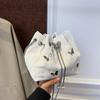 Elegant Women's Drawstring Bucket Butterfly Chain Shoulder Bag Fashion PU Top-Handle Solid Color Crossbody Bag KTY