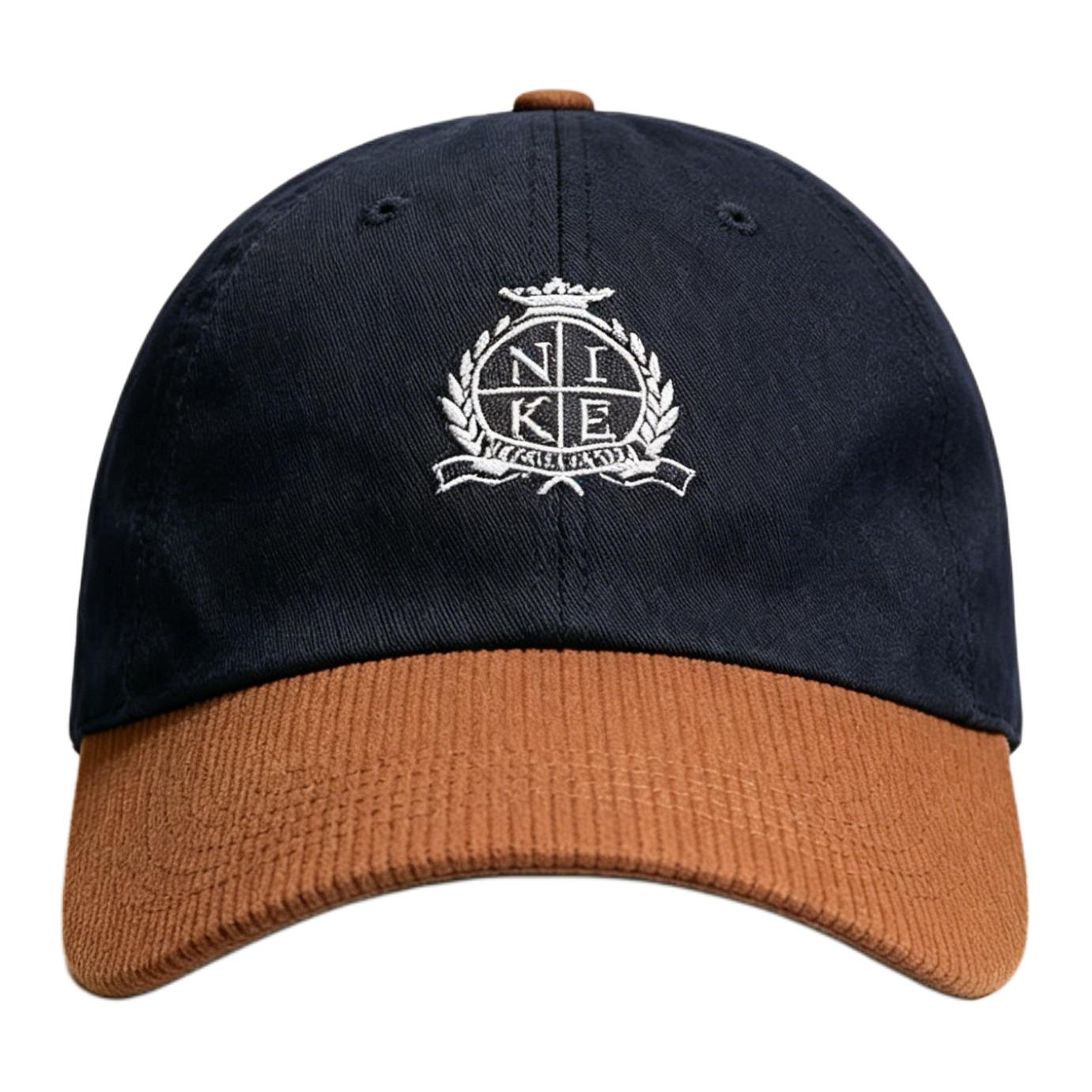Nike Embroidered Logo Cotton Baseball Cap Unisex hats Black Light-Brown Sand IQ1326-010 S/M