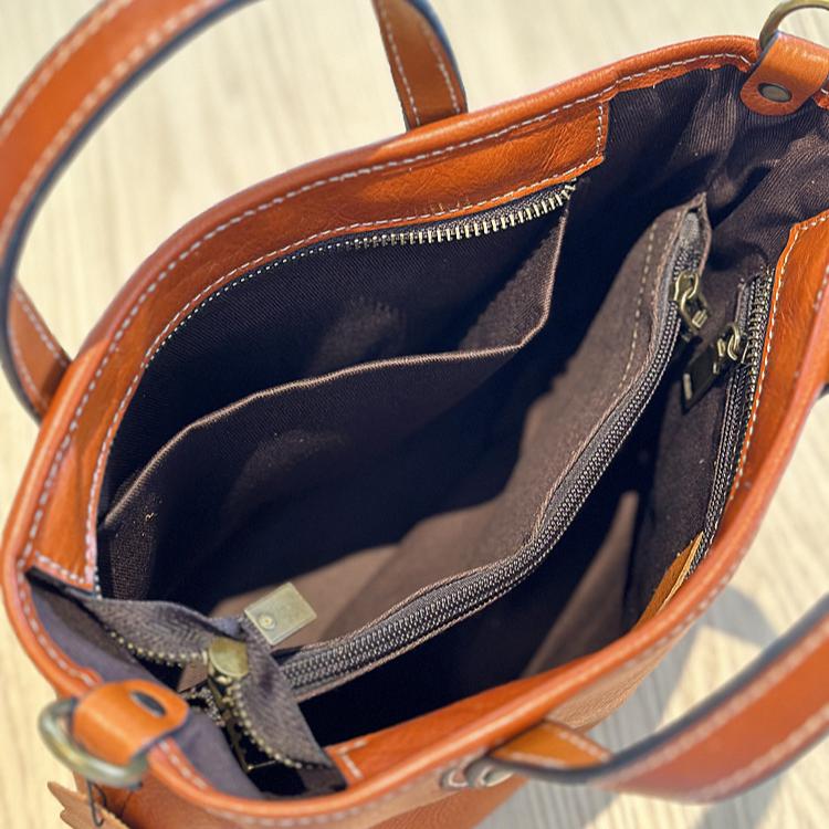 Johnature Leisure Large Capacity Handbag Retro Simple Genuine Leather Shoulder Bags Commuting Versatile Women's Bag
