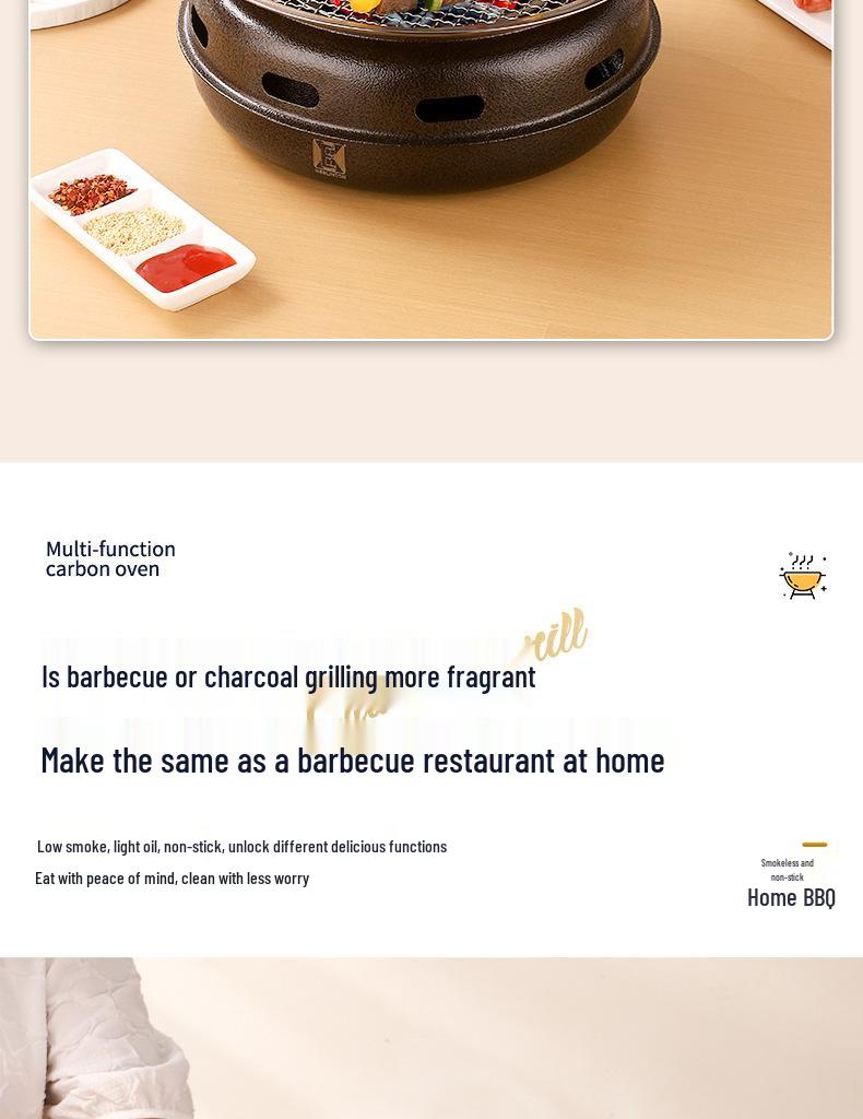 Japanese Non-Stick Charcoal Grill for Camping: Round BBQ Grill & Tea Brewing Stove