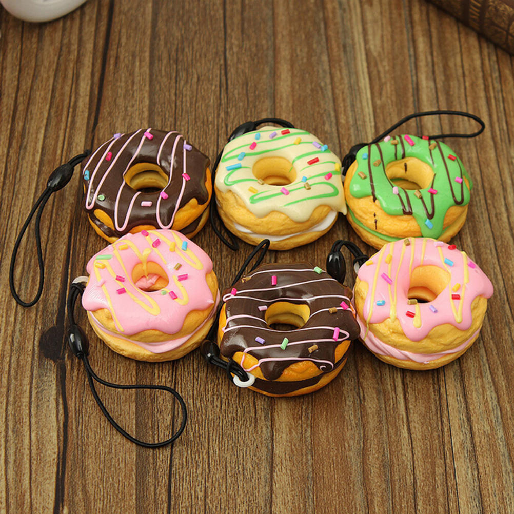 Creative Simulation Donut Toast Key Ring Banana Mini Phone Bag Pendant Keychain~