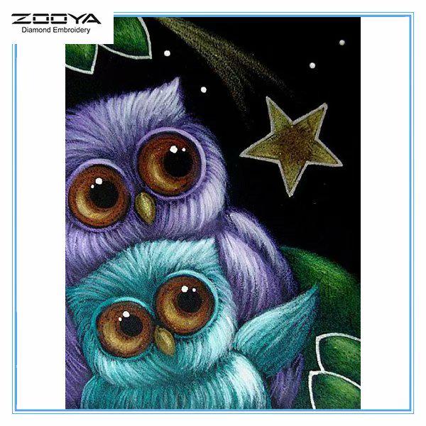 

ZOOYA DIY Полный Круглый Алмазная картина Вышивка Алмазная мозаика Животное Сова Вышивка крестом Домашний декор