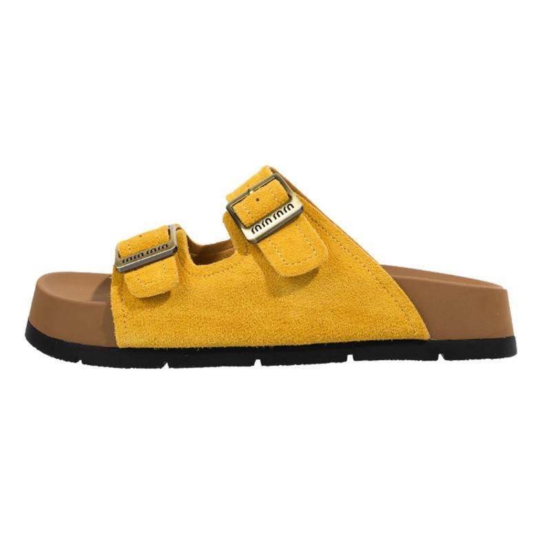 

Платформенные шлепанцы женские летние для улицы 2025 новые супер огонь высококлассные пляжные шлепанцы на одной перемычке желтые Boken shoes крутые шлепанцы 40 жёлтый