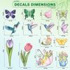 AOWDIAO Spring Window Clings - 83 Pcs Watercolor Flower, Butterfly, Hummingbird, Mushroom, Tulip Glass Stickers - Reble Double-Sided Window Decor for