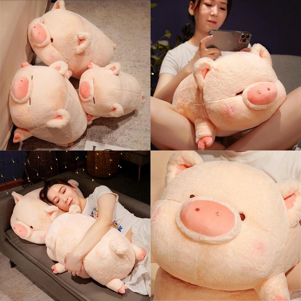 Kızlar ve Çocuklar İçin Sevimli Pembe Domuz Peluş Oyuncak Yastık Kısa Peluş ve PP Pamuk Dolgulu 40x22x20cm