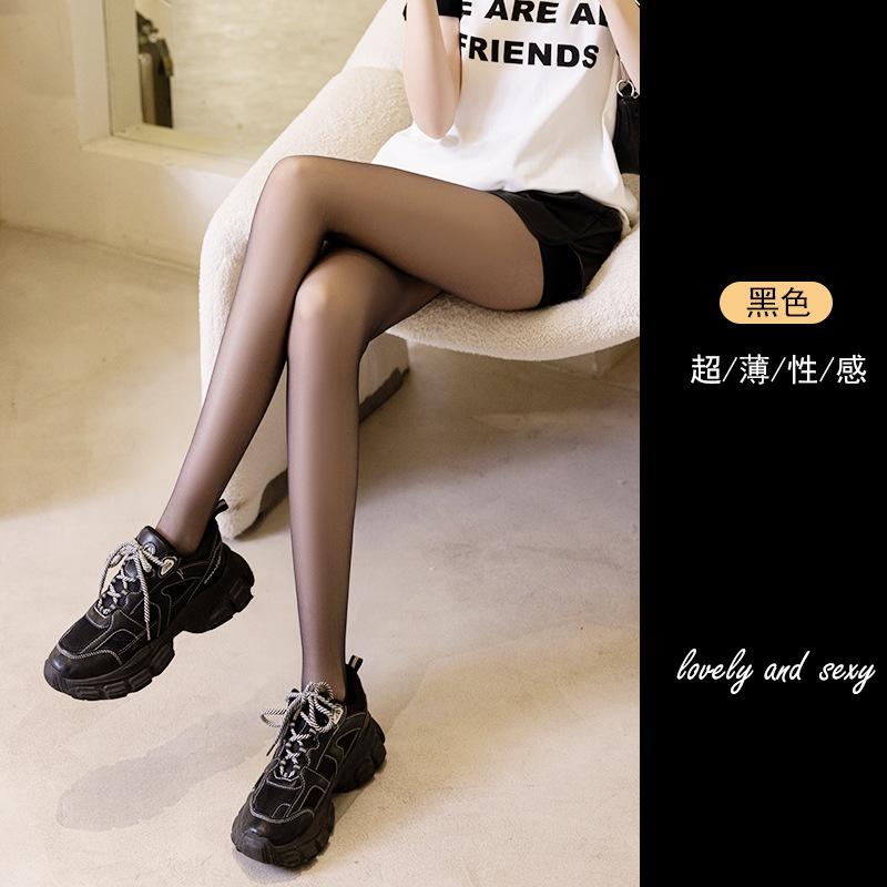 

Stockings Anti-Hook Ultra-Thin 0D Black Silk Sexy Spring And Autumn High-Transparency Black Stockings Skin Tone Sun Protection Invisible 15d core-spun yarn【 40-70kg 】 чорний