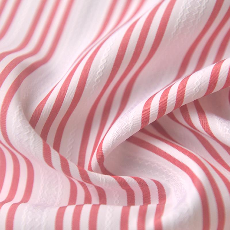 Children's Spring Doll Dress: Red, White, Blue, Black Striped Jacquard Polyester with Floral Wall Design