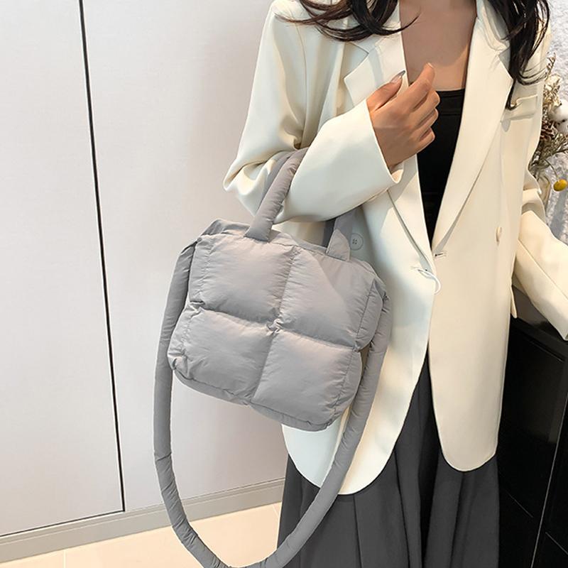 Sewing Thread Interior Compartment Top-Handle Bags Solid Casual High Quality Bags for Women Zipper Nylon Women's Handbags ARI