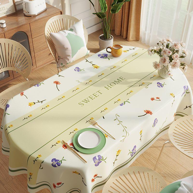 Oval Rectangular Universal Table Waterproof Tablecloth  Green Oil Proof Pvc Table Cover  Dining Table Cover Coffee Shop Decor