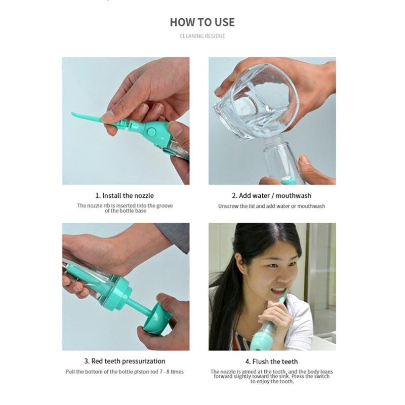 Dental Flusher Household Manual Air Pressure Dental Scrubber Portable Water Floss (LV190 Uncharged)