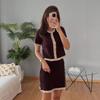 2025 Autumn European & American Women's Round Neck Button Top & Knitted Sweater Skirt