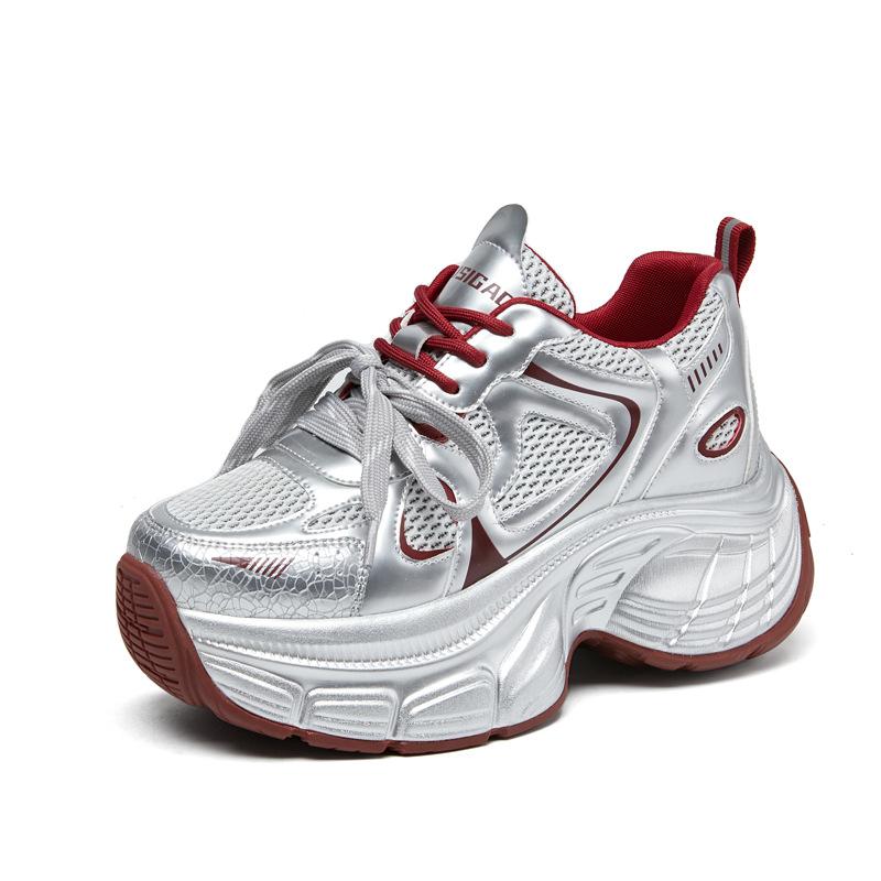 Daddy Shoes Women's 2025 New Spring Breathable Mesh Sneakers Women's Korean Version Versatile Platform Casual Shoes Running Shoes