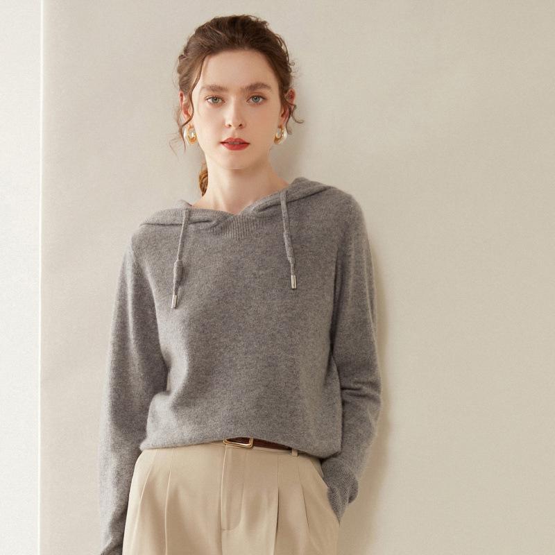Damen-Kapuzenpullover aus Kaschmirwolle: Hautfreundlich, Lockerer Schnitt, Winter-Basisschicht