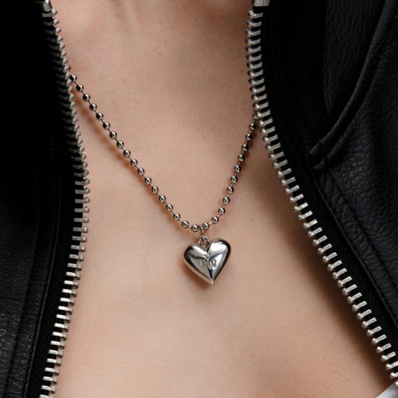 

VINTAGE HOLLYWOOD Heart Ball Chain Necklace_VH25NNNE104V Silver