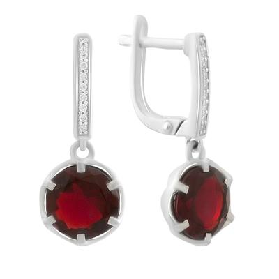 Silver Earrings with Artificial Garnet Nano 3.92ct, Cubic Zirconias (60002164)