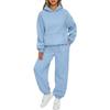 Conjunto de chándal para mujer, moda de otoño, sudaderas con capucha cálidas, dos piezas, sudaderas con capucha informales de gran tamaño y pantalones largos
