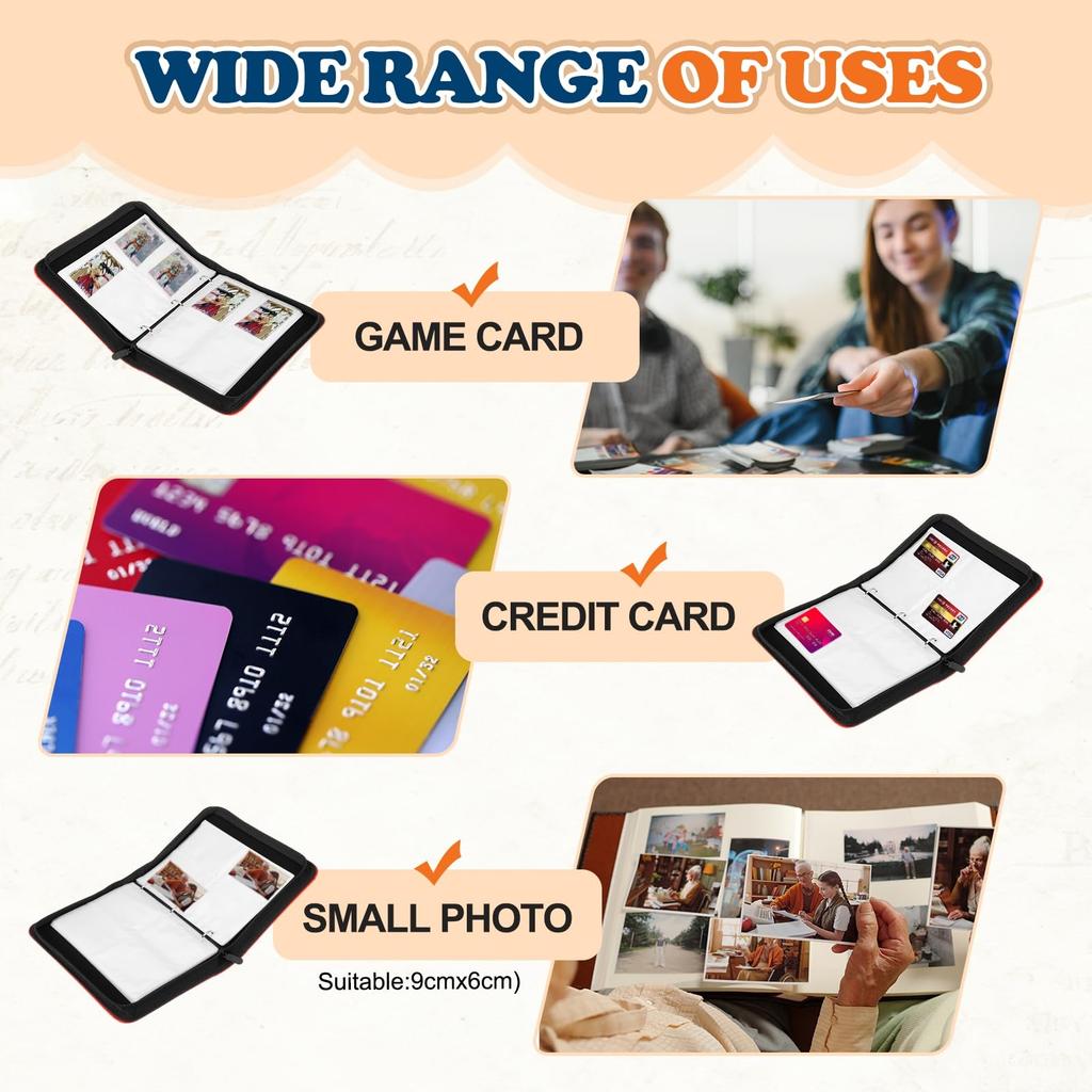 uxcell Trading Card Holds 400 Top Loader Lightweight PU Collection Card Album Fits x Hard for Sports Cards 4-Pocket Binder, Cards, Compatible, Cover,