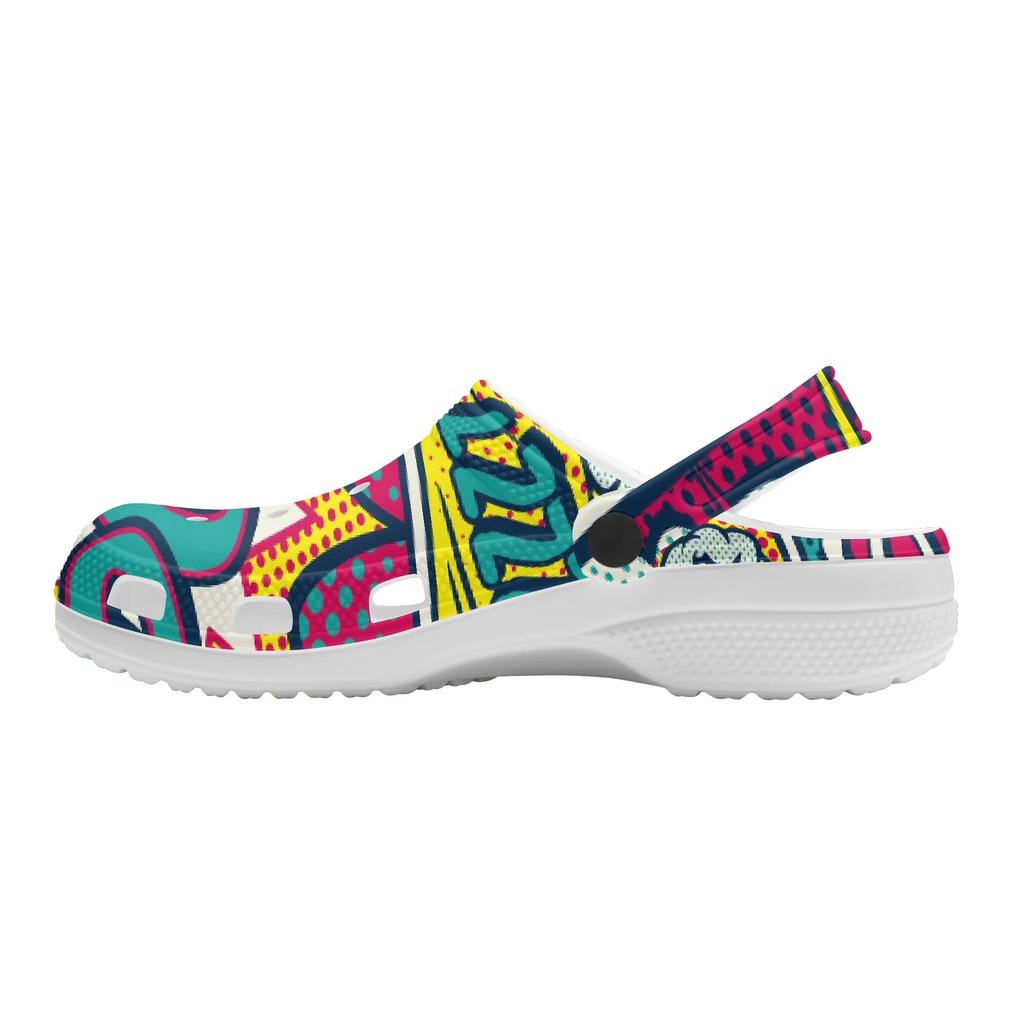 Unisex Printed EVA Clogs Breathable Lightweight Garden Shoes Slip On Beach Bathroom Pool Home Summer Wear Indoor Outdoor Use
