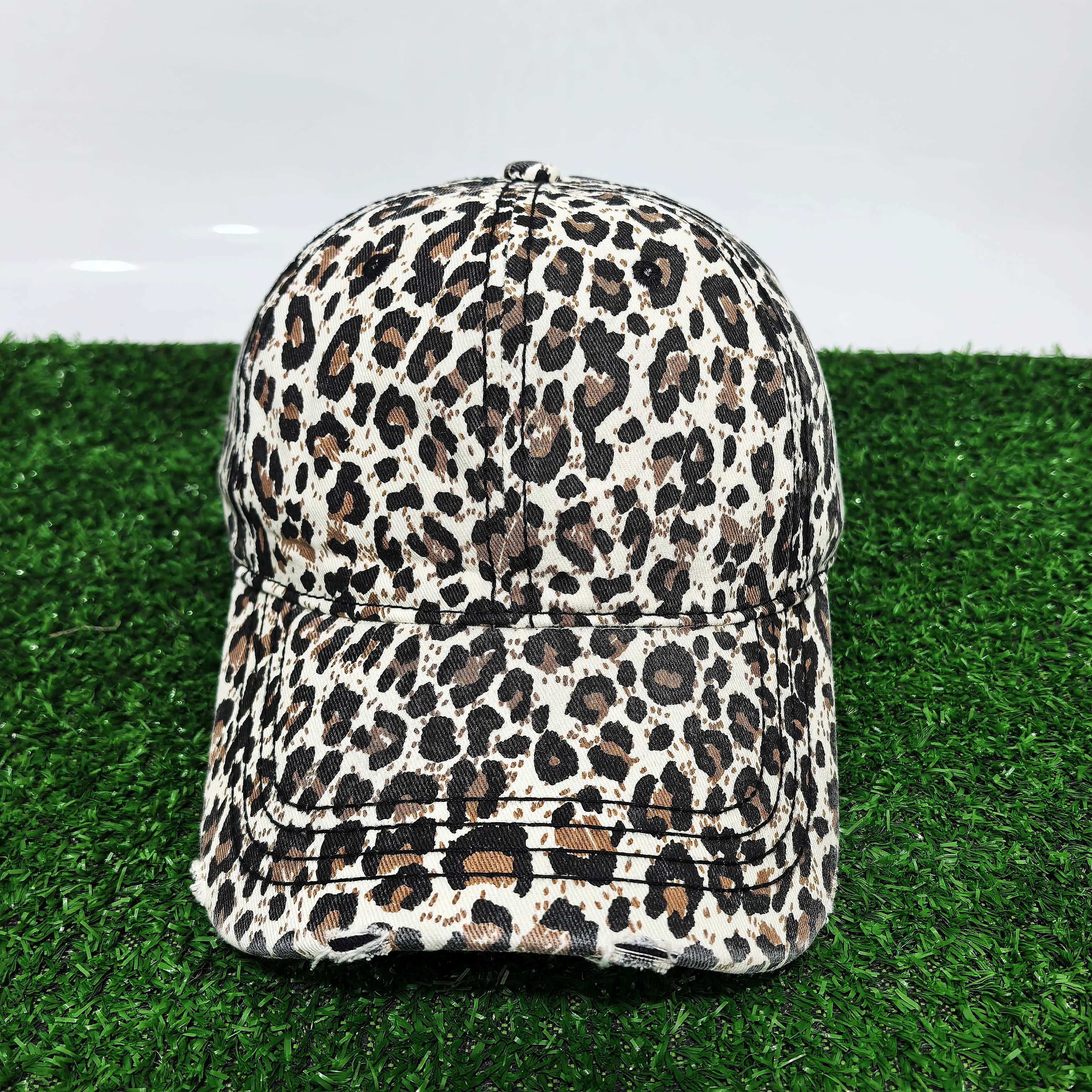 

Hot Sale Vintage Leopard Print Snapback Cap Unisex Distressed Washed Baseball Hat Fashion Casual Dad Cap for All Seasons Adjustable армія зелений колір